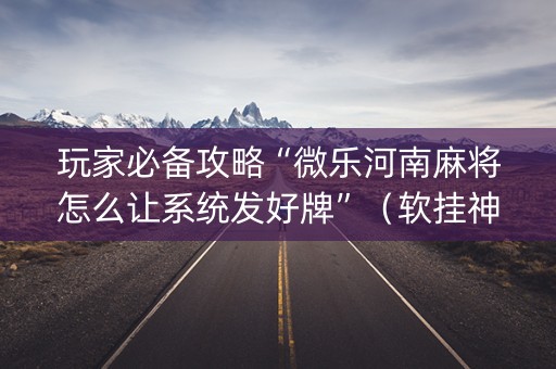玩家必备攻略“微乐河南麻将怎么让系统发好牌”（软挂神器)