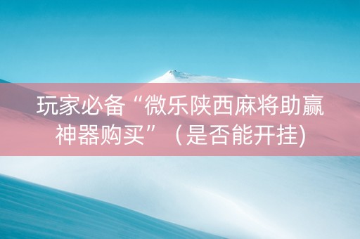 玩家必备“微乐陕西麻将助赢神器购买”（是否能开挂)