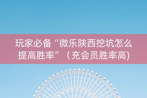 玩家必备“微乐陕西挖坑怎么提高胜率”（充会员胜率高)