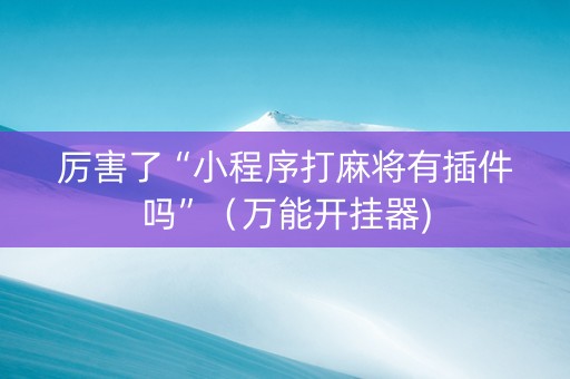 厉害了“小程序打麻将有插件吗”（万能开挂器)