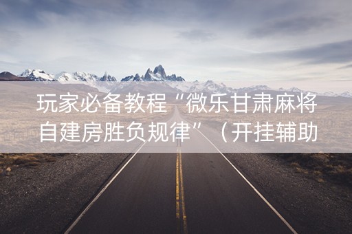 玩家必备教程“微乐甘肃麻将自建房胜负规律”（开挂辅助插件)