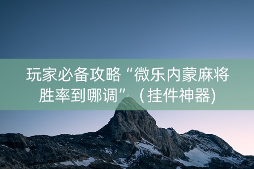 玩家必备攻略“微乐内蒙麻将胜率到哪调”（挂件神器)