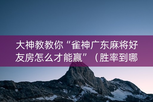 大神教教你“雀神广东麻将好友房怎么才能赢”（胜率到哪调)
