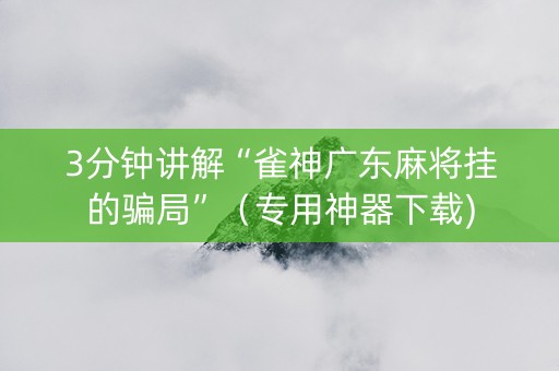 3分钟讲解“雀神广东麻将挂的骗局”（专用神器下载)