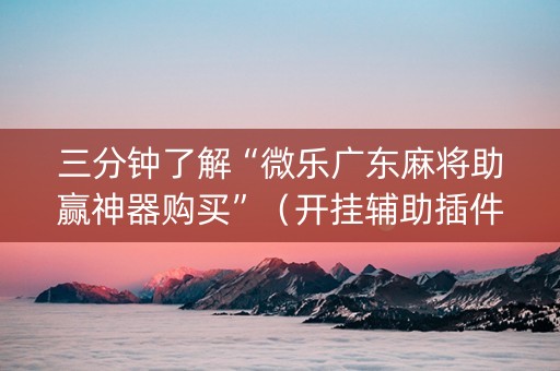 三分钟了解“微乐广东麻将助赢神器购买”（开挂辅助插件)