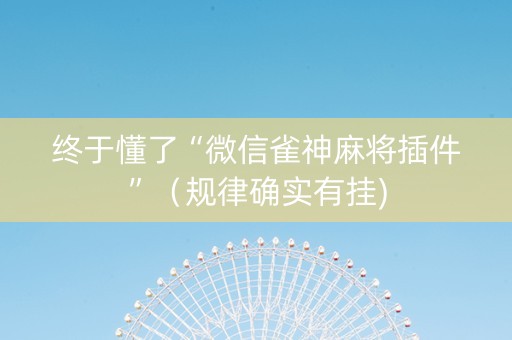 终于懂了“微信雀神麻将插件”（规律确实有挂)