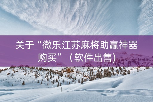 关于“微乐江苏麻将助赢神器购买”（软件出售)