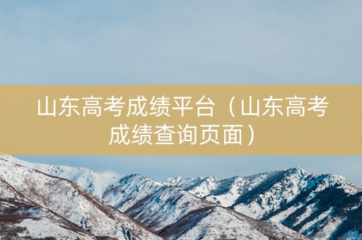 山东高考成绩平台（山东高考成绩查询页面）