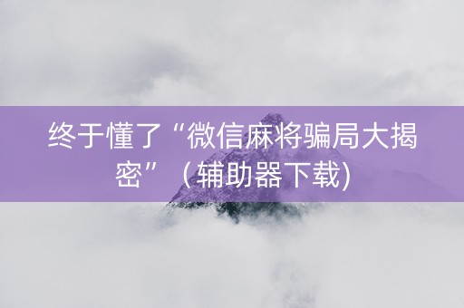 终于懂了“微信麻将骗局大揭密”（辅助器下载)