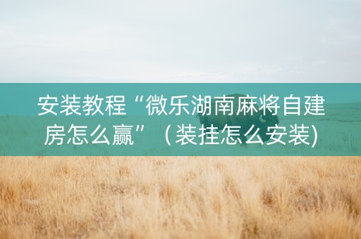 安装教程“微乐湖南麻将自建房怎么赢”（装挂怎么安装)