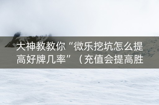 大神教教你“微乐挖坑怎么提高好牌几率”（充值会提高胜率么)