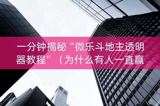 一分钟揭秘“微乐斗地主透明器教程”（为什么有人一直赢)