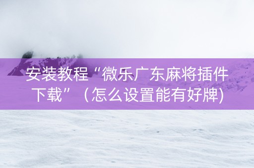 安装教程“微乐广东麻将插件下载”（怎么设置能有好牌)