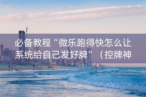 必备教程“微乐跑得快怎么让系统给自己发好牌”（控牌神器)