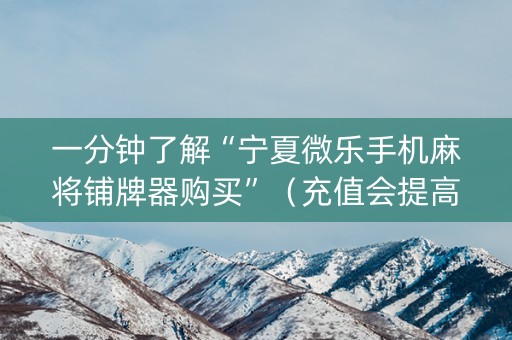 一分钟了解“宁夏微乐手机麻将铺牌器购买”（充值会提高胜率么)