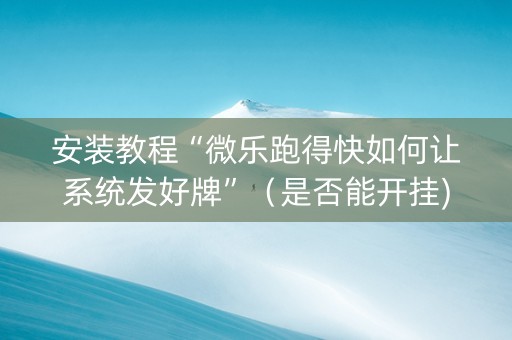 安装教程“微乐跑得快如何让系统发好牌”（是否能开挂)