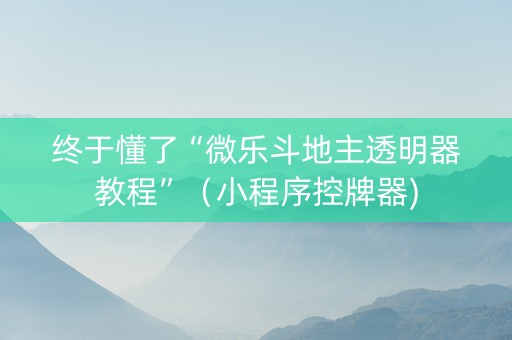 终于懂了“微乐斗地主透明器教程”（小程序控牌器)
