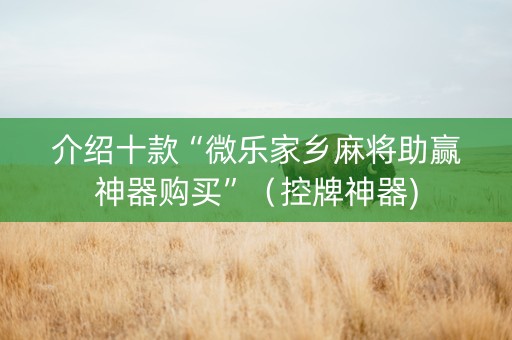 介绍十款“微乐家乡麻将助赢神器购买”（控牌神器)