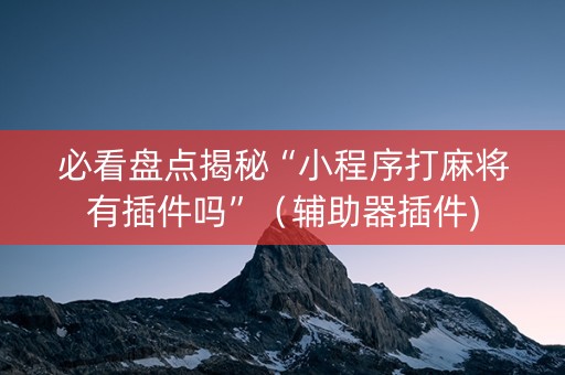必看盘点揭秘“小程序打麻将有插件吗”（辅助器插件)