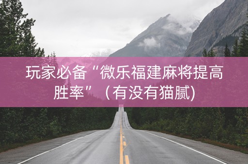 玩家必备“微乐福建麻将提高胜率”（有没有猫腻)
