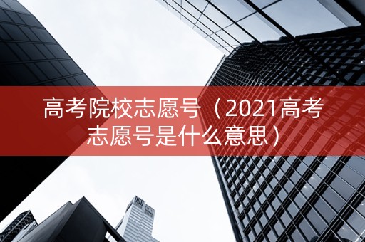 高考院校志愿号（2021高考志愿号是什么意思）