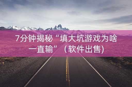 7分钟揭秘“填大坑游戏为啥一直输”（软件出售)