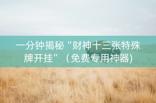 一分钟揭秘“财神十三张特殊牌开挂”（免费专用神器)