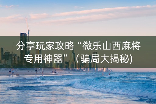 分享玩家攻略“微乐山西麻将专用神器”（骗局大揭秘)