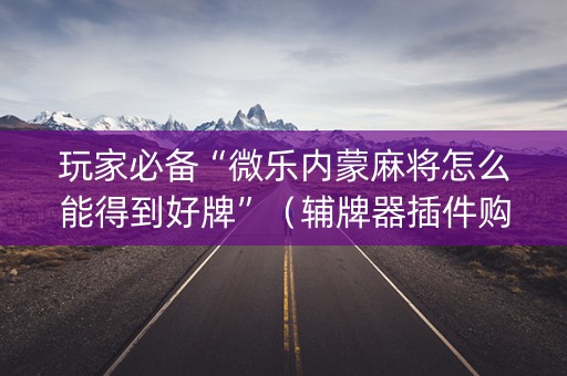 玩家必备“微乐内蒙麻将怎么能得到好牌”（辅牌器插件购买)