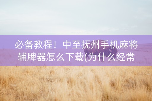 必备教程！中至抚州手机麻将辅牌器怎么下载(为什么经常输)