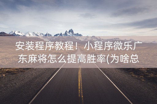 安装程序教程！小程序微乐广东麻将怎么提高胜率(为啥总是输)