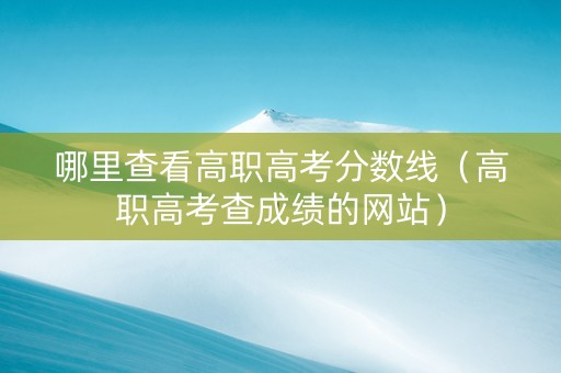 哪里查看高职高考分数线（高职高考查成绩的网站）