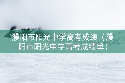濮阳市阳光中学高考成绩（濮阳市阳光中学高考成绩单）