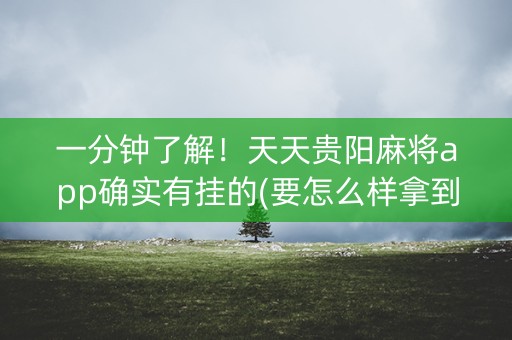 一分钟了解！天天贵阳麻将app确实有挂的(要怎么样拿到好牌)