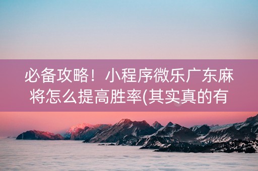 必备攻略！小程序微乐广东麻将怎么提高胜率(其实真的有挂)
