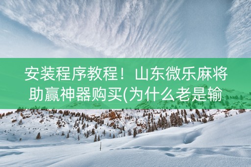 安装程序教程！山东微乐麻将助赢神器购买(为什么老是输呢)