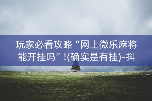 玩家必看攻略“网上微乐麻将能开挂吗”!(确实是有挂)-抖音