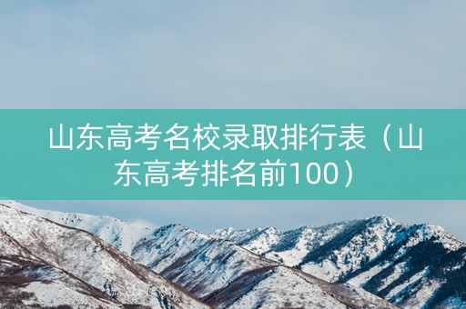 山东高考名校录取排行表（山东高考排名前100）