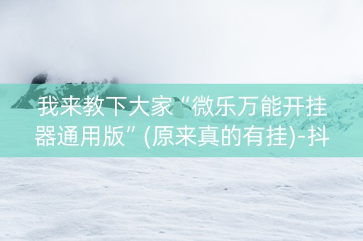 我来教下大家“微乐万能开挂器通用版”(原来真的有挂)-抖音