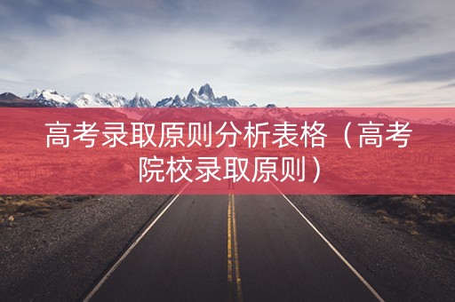 高考录取原则分析表格（高考院校录取原则）