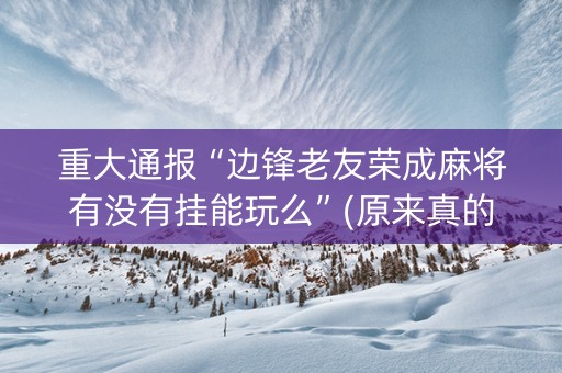 重大通报“边锋老友荣成麻将有没有挂能玩么”(原来真的有挂)-抖音