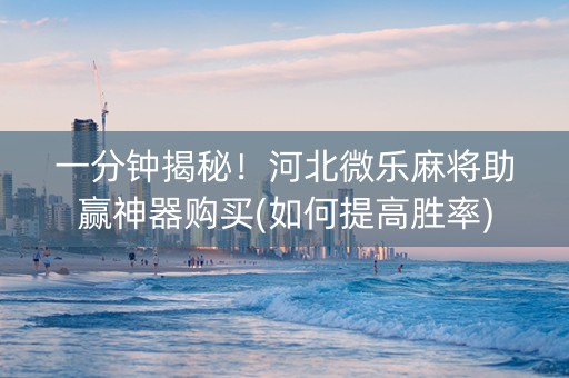 一分钟揭秘！河北微乐麻将助赢神器购买(如何提高胜率)