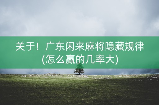 关于！广东闲来麻将隐藏规律(怎么赢的几率大)