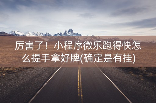 厉害了！小程序微乐跑得快怎么提手拿好牌(确定是有挂)