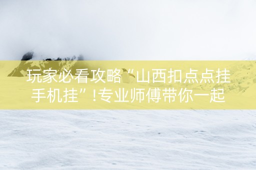 玩家必看攻略“山西扣点点挂手机挂”!专业师傅带你一起了解（详细教程）-抖音