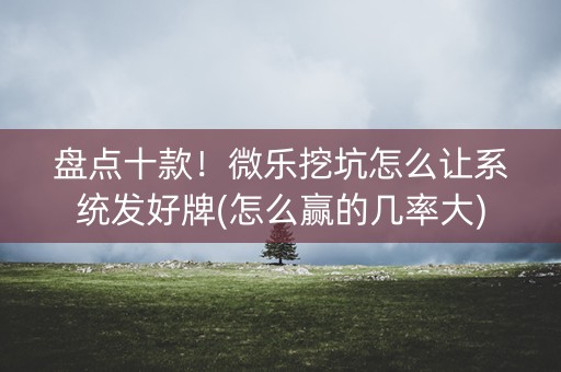 盘点十款！微乐挖坑怎么让系统发好牌(怎么赢的几率大)