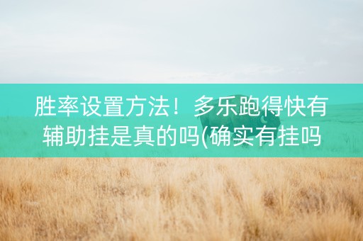 胜率设置方法！多乐跑得快有辅助挂是真的吗(确实有挂吗)
