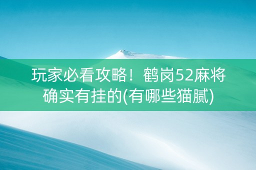 玩家必看攻略！鹤岗52麻将确实有挂的(有哪些猫腻)