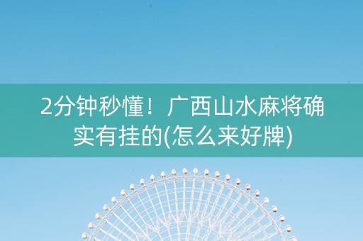 2分钟秒懂！广西山水麻将确实有挂的(怎么来好牌)