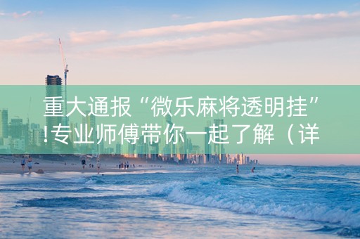 重大通报“微乐麻将透明挂”!专业师傅带你一起了解（详细教程）-抖音